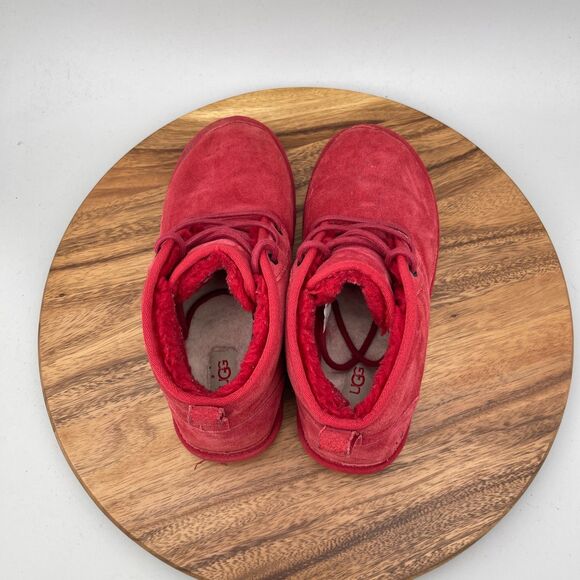 UGG Neumel Boots Mens Size 9 Red Suede Chukka Casual Comfort Ankle Fur Lined main image 8